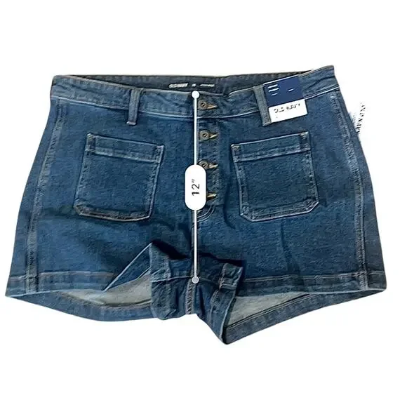 Old Navy High Waisted 3" Inseam Blue Jean Trouser Shorts 16 Retro‎ Casual NWT - Picture 6 of 8
